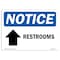 Signmission OSHA Notice Sign, 7" H, Aluminum, Restrooms (Up Arrow) Sign With Symbol, Landscape, L-18095 OS-NS-A-710-L-18095 - alternate 1